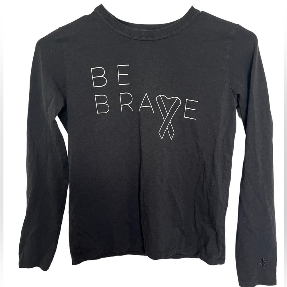Coolibar Youth Large Long Sleeve UPF Sun Protection Shirt Black Be Brave SPF Tee